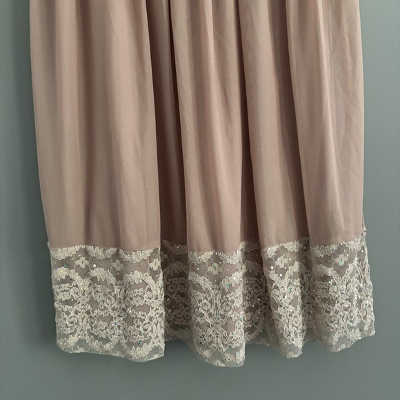 R&M Richards Size 6 Tan Sparkly Prom Dress - Picture 9 of 15